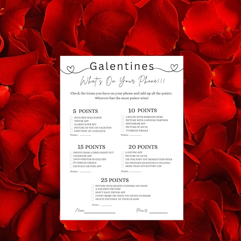 Juego de la noche de chicas de Galentines ¿Qué hay en tu teléfono? Descarga instantánea